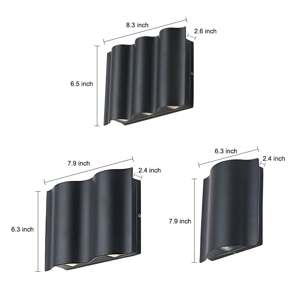 Beam Wall Light Wavy Aluminum Outdoor LED Up-Down Light