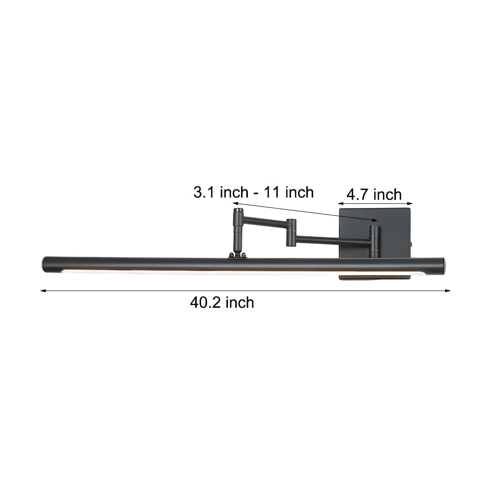 Black Bar Vanity Light Metal Swing Arm Bathroom Light