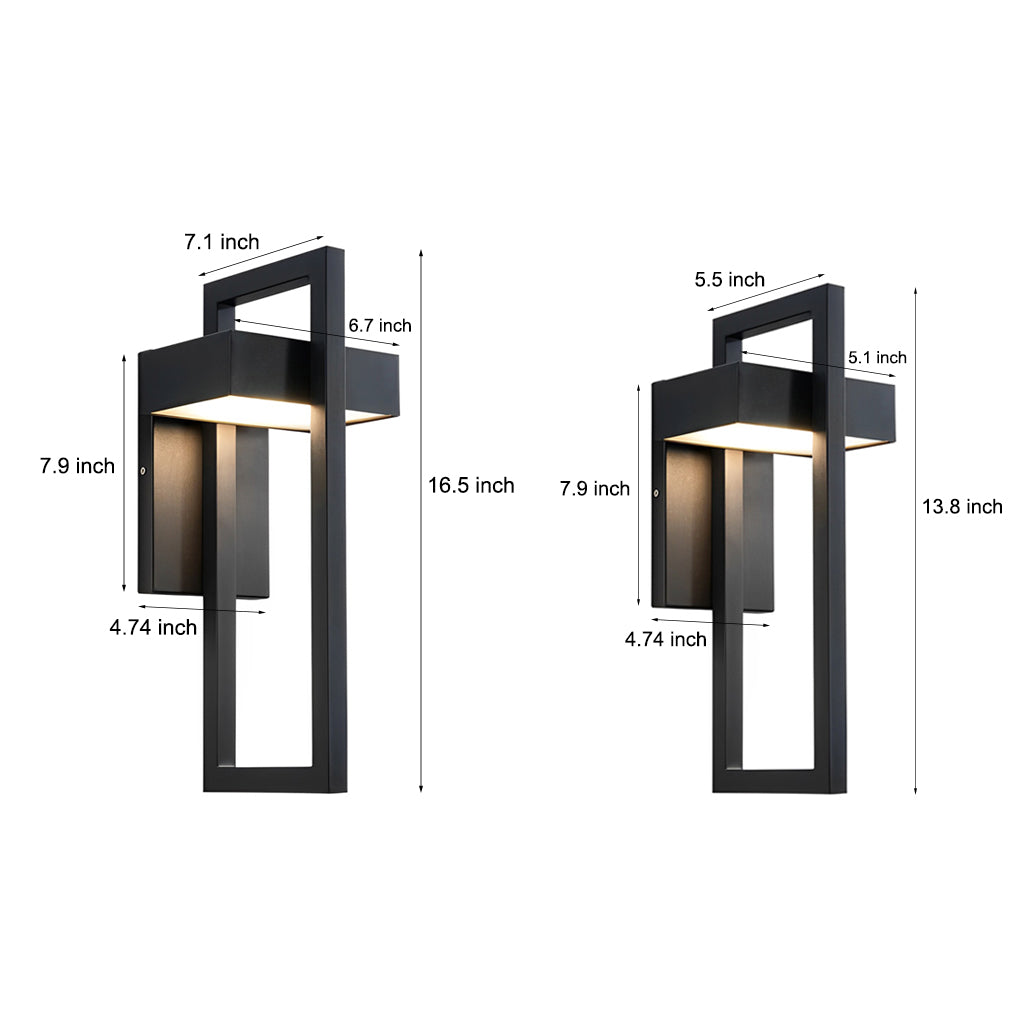Black Outdoor Wall Sconce Modern Rectangular LED Light