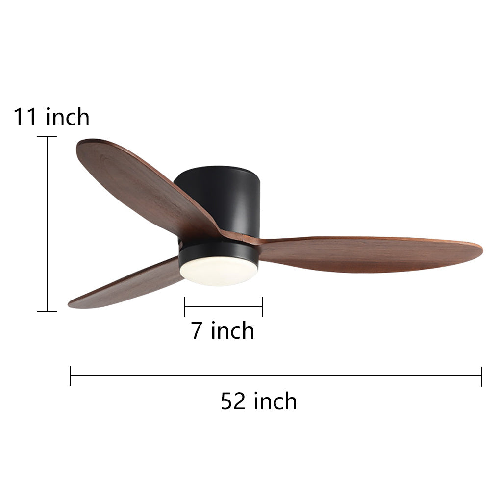 Natural Wood Ceiling Fan with Light Nordic LED Light