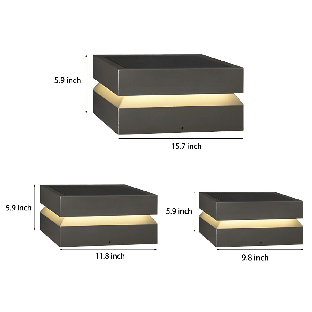 Outdoor Solar Lights Deck Modern Square Waterproof Black Light