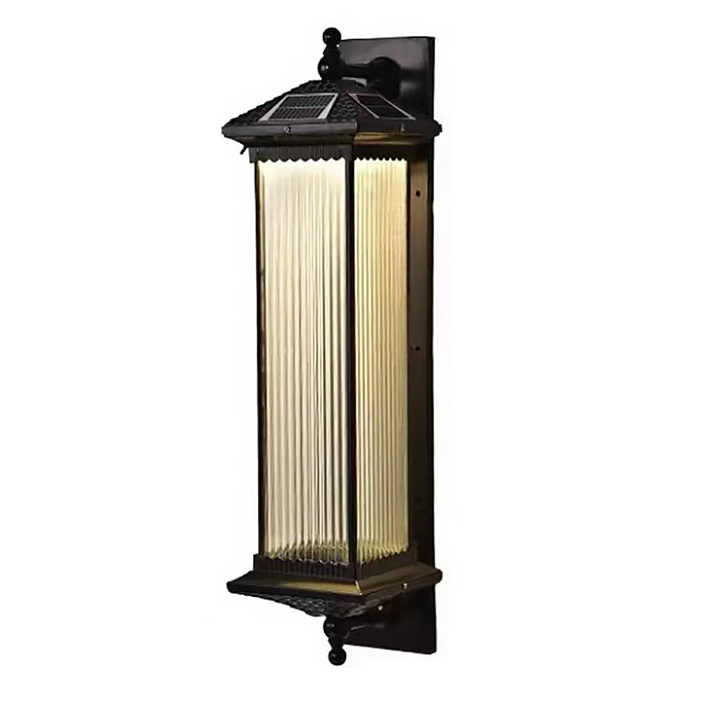 Solar Outdoor Lights Wall Mount Striped Glass Waterproof Lamp