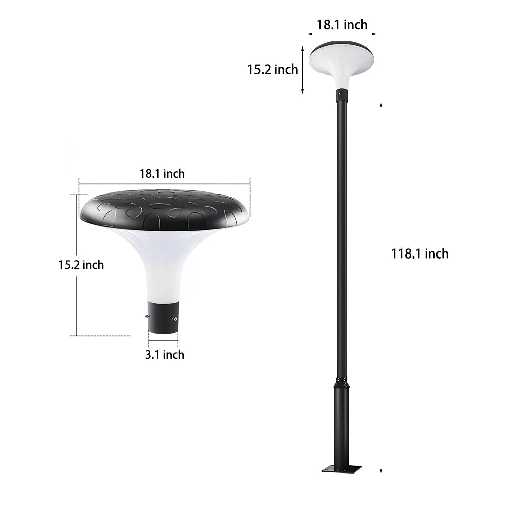 UFO Solar Street Light Waterproof Solar Powered Black LED Pole Lamp