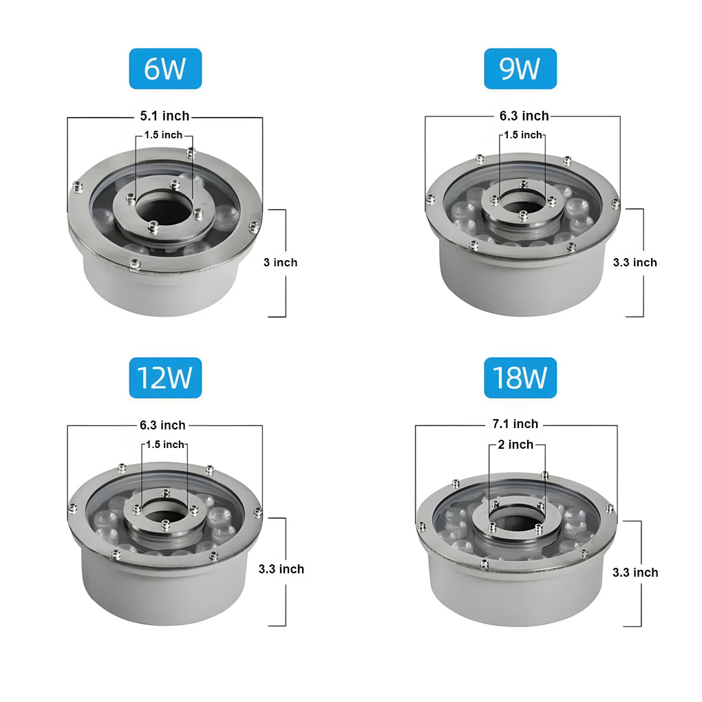 Water Fountain Lights LED Waterproof Stainless Steel Lamp