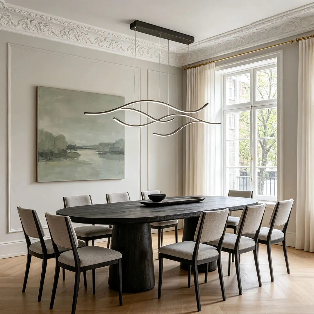 Curved LED Pendant Light Wavy LED Metal Ceiling Light
