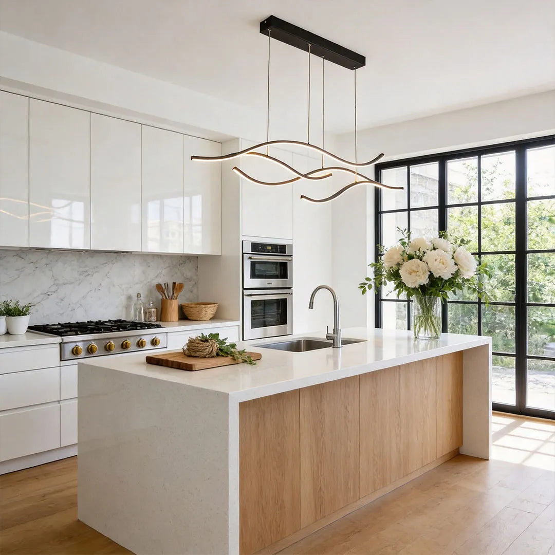 Curved LED Pendant Light Wavy LED Metal Ceiling Light