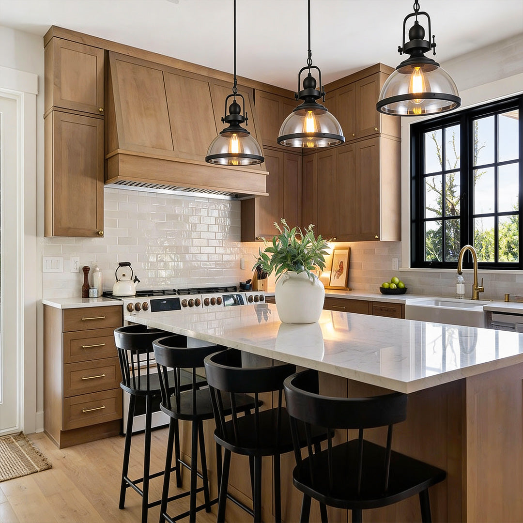 Clear Glass Pendant Lighting Retro Industrial Ceiling Light