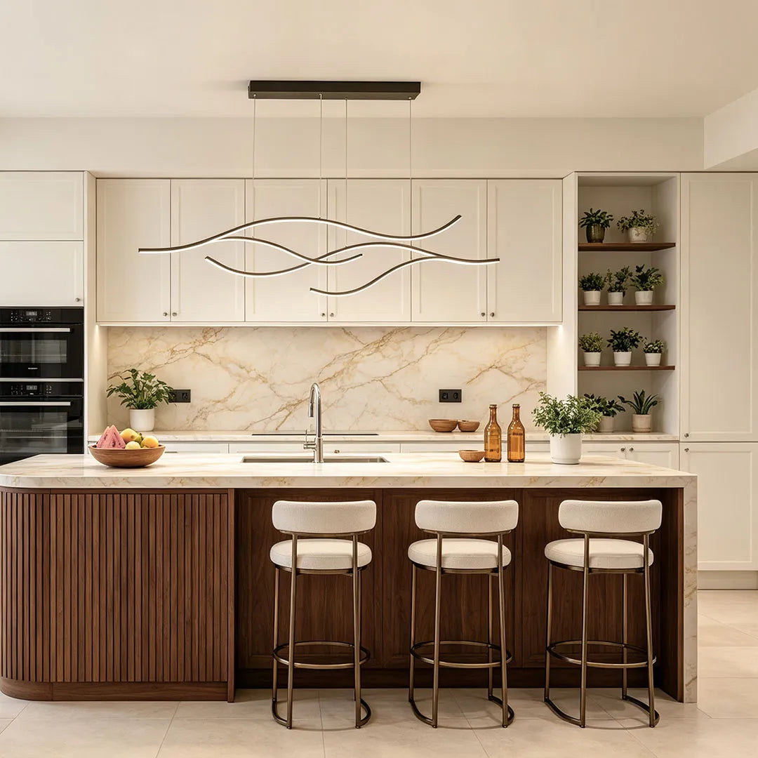 Curved LED Pendant Light Wavy LED Metal Ceiling Light