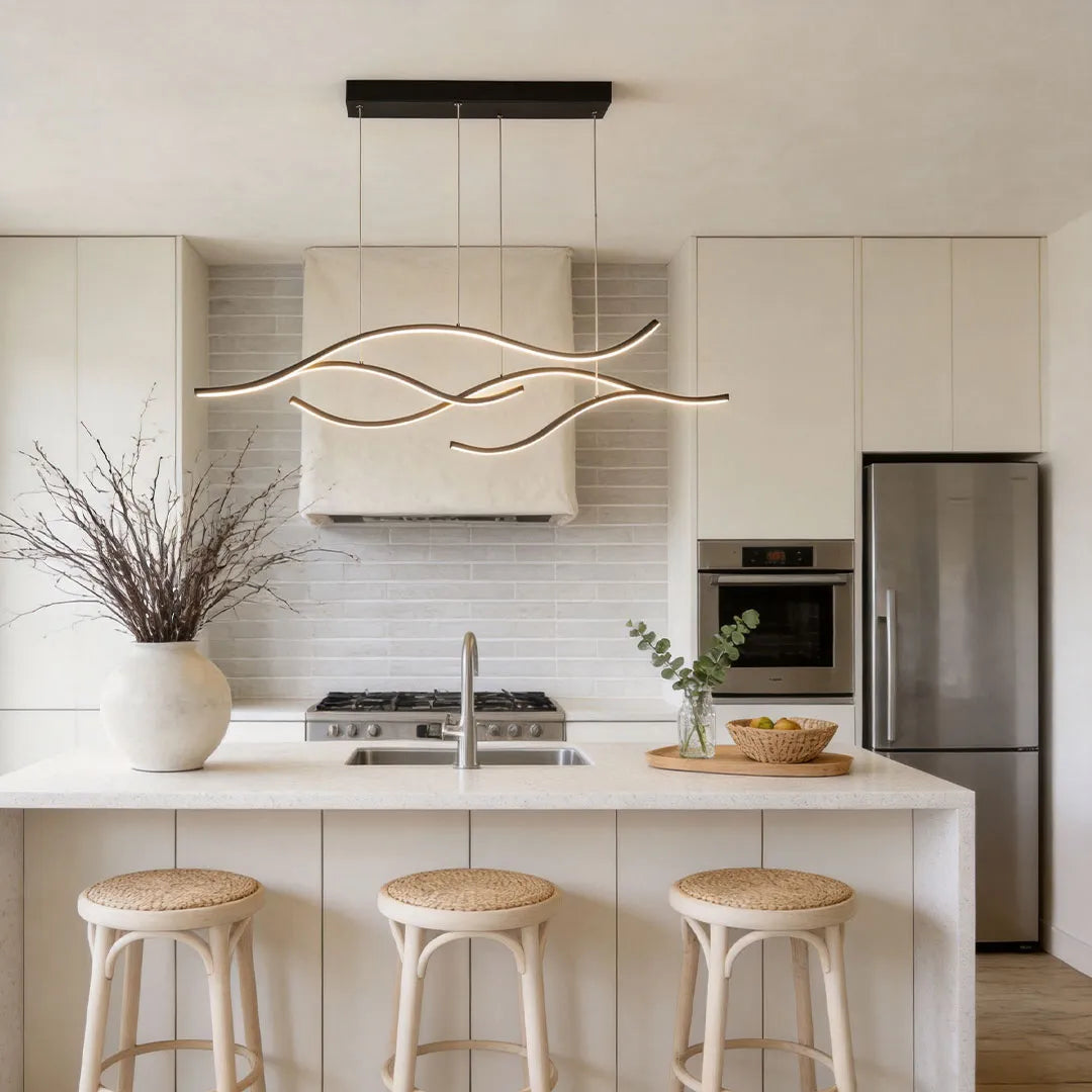 Curved LED Pendant Light Wavy LED Metal Ceiling Light