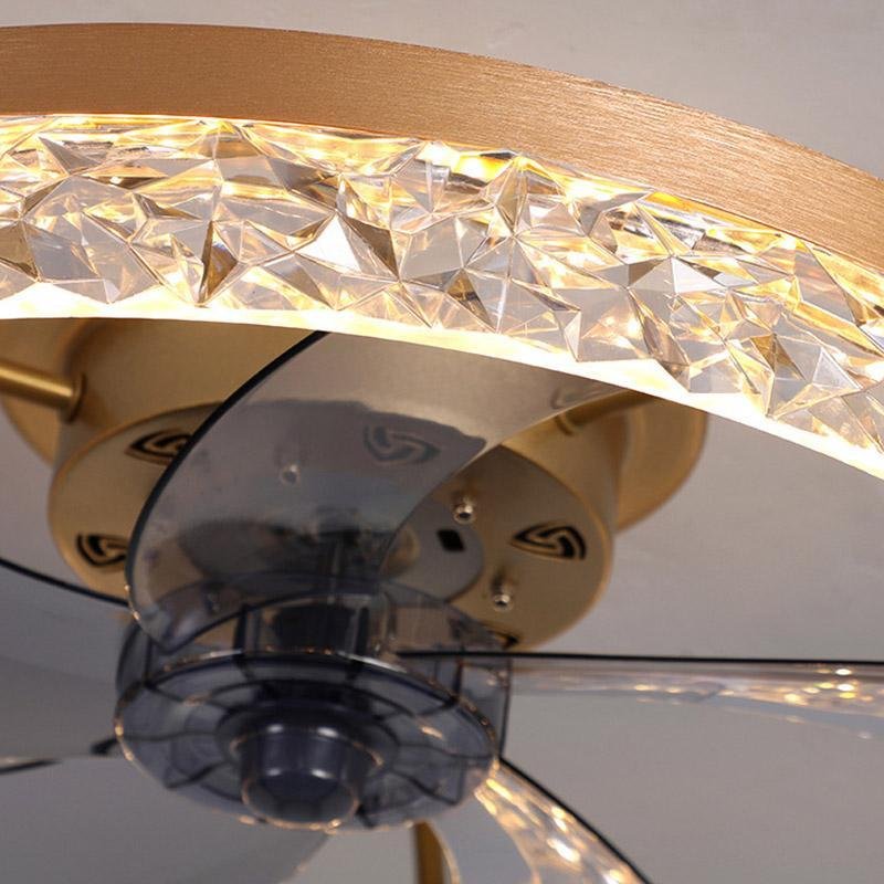 5-Blade Fan Light Round Iron Retro Ceiling Fan Light