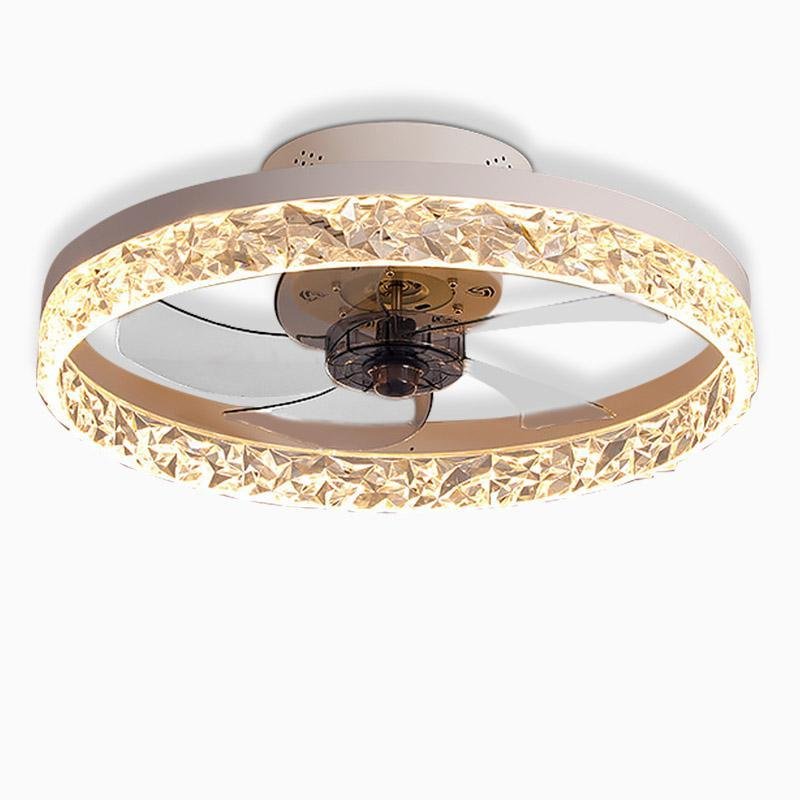 5-Blade Fan Light Round Iron Retro Ceiling Fan Light