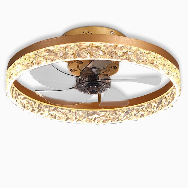 5-Blade Fan Light Round Iron Retro Ceiling Fan Light