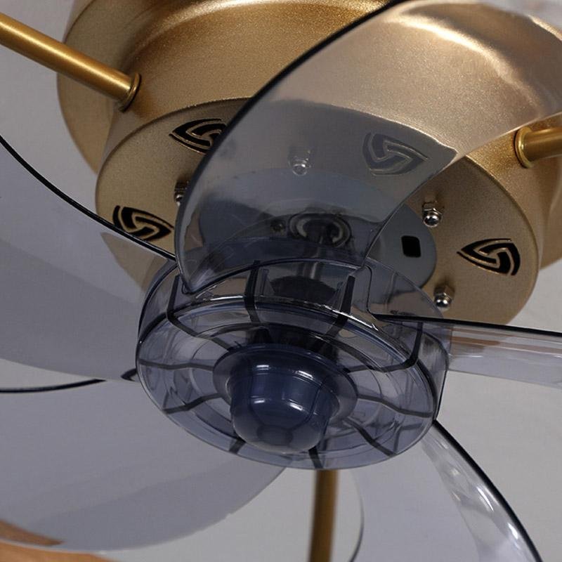 5-Blade Fan Light Round Iron Retro Ceiling Fan Light