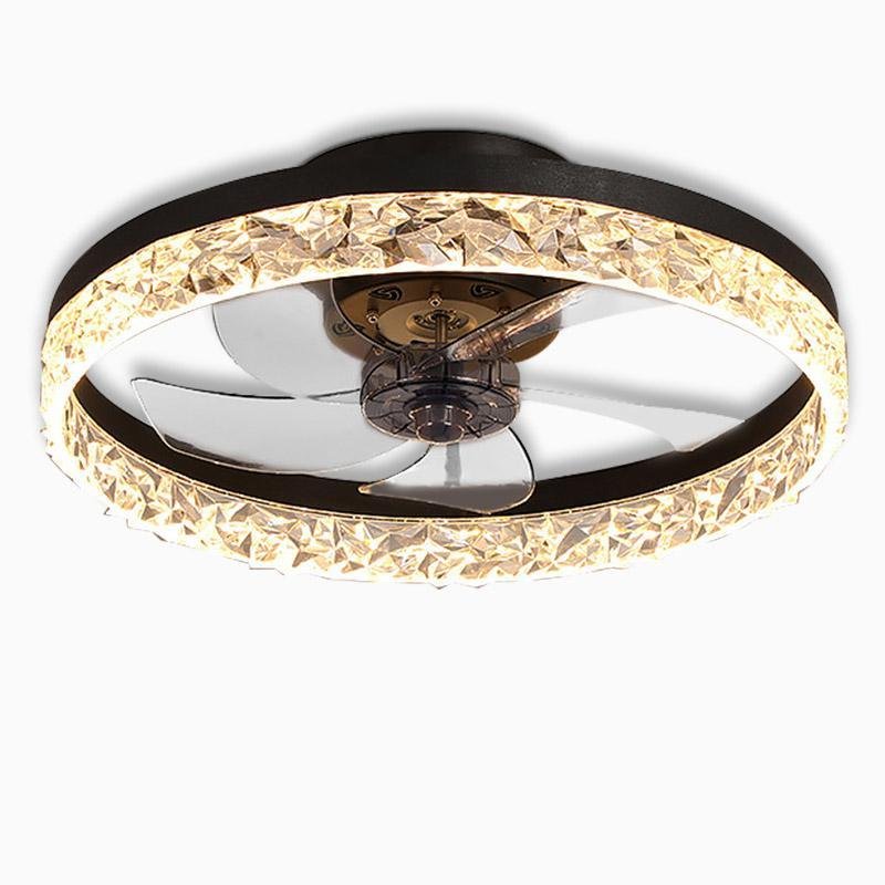 5-Blade Fan Light Round Iron Retro Ceiling Fan Light