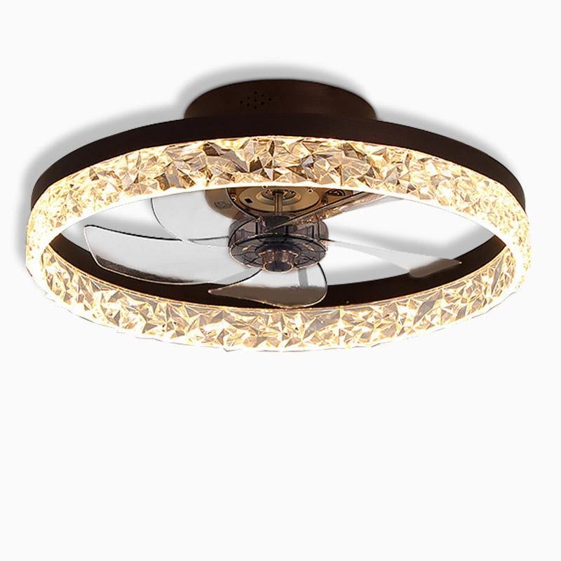 5-Blade Fan Light Round Iron Retro Ceiling Fan Light