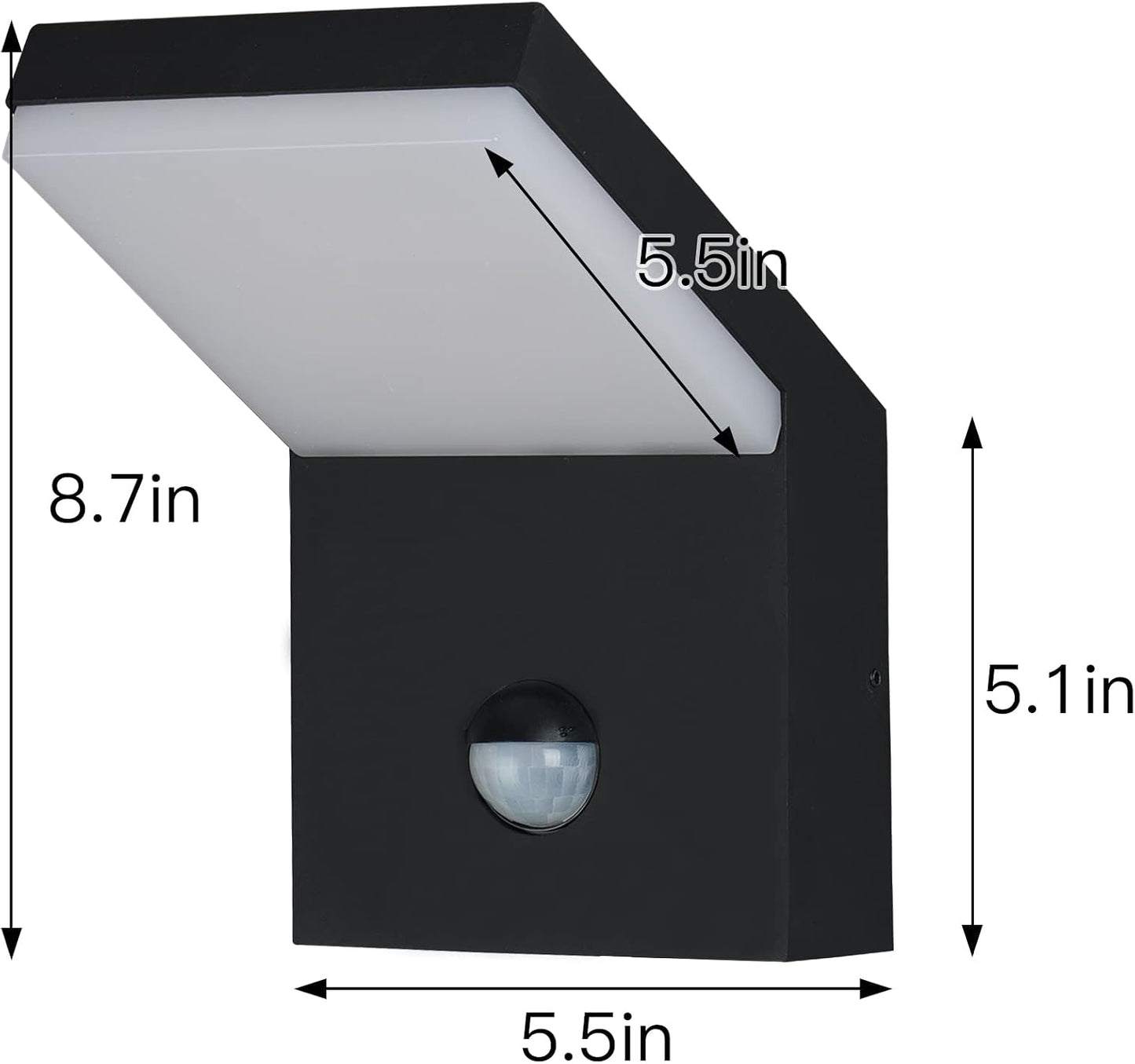 Lustrlach Motion Sensor Porch Light Outdoor Exterior Light Fixture for House LED Modern Wall Mount Sconce Black for Garden Patio Garage IP54 Waterproof 1800lm 18W 3000K Warm White