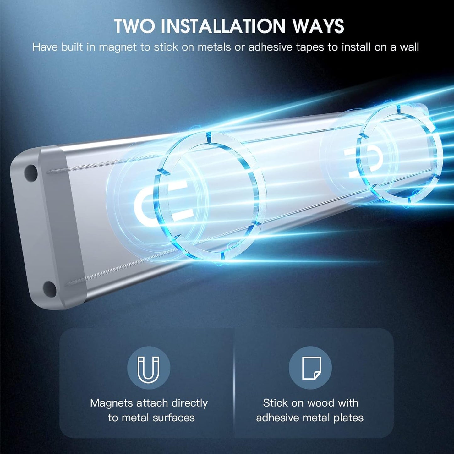 MCGOR 10inch Under Cabinet Lighting, 2 Pack Rechargeable Motion Sensor Light Indoor, 5 Levels Dimmable Magnetic Closet Lights, Wireless Under Counter Lights for Kitchen, Stairs