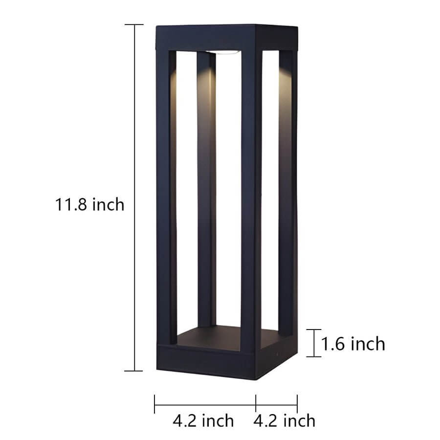 LED Bollard Garden Light Black Aluminum Garden Landscape Light
