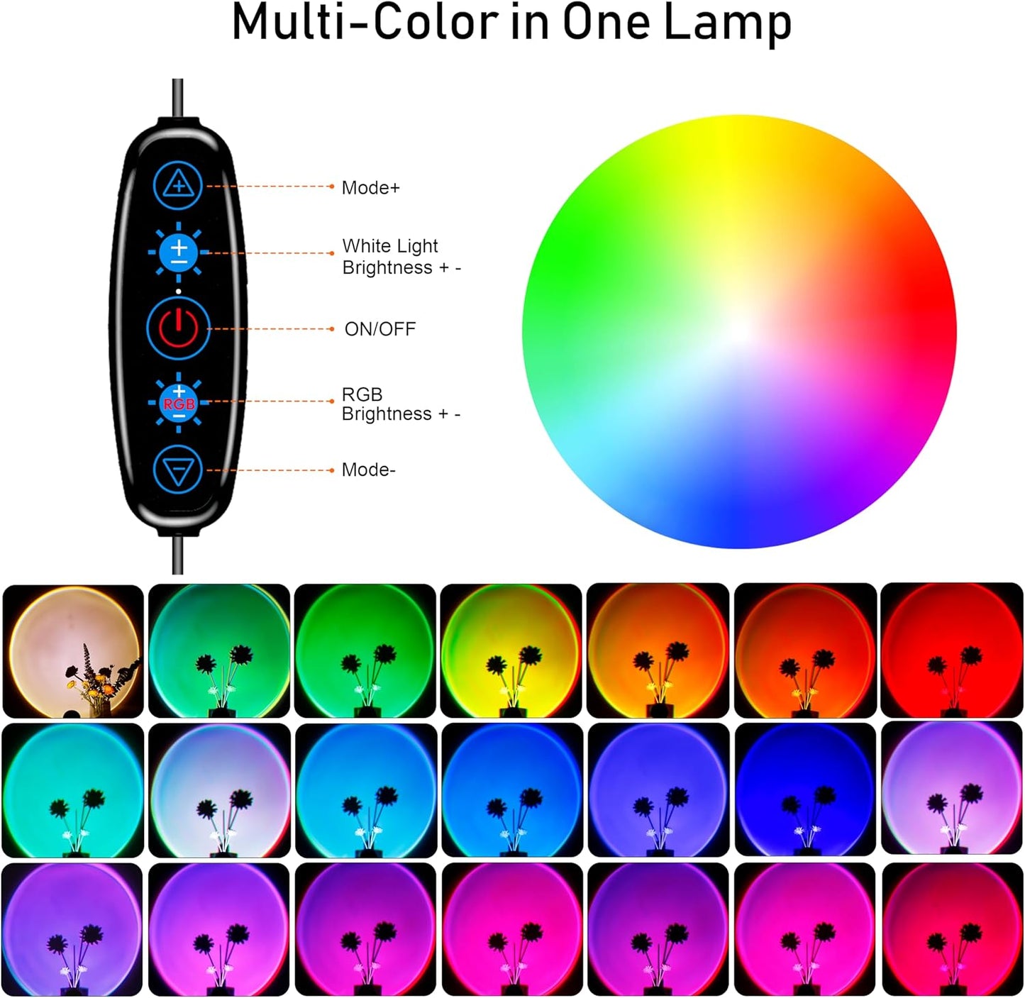XEBKOR Sunset Lamp Projector Multicolor Changing LED Projection Lamps
