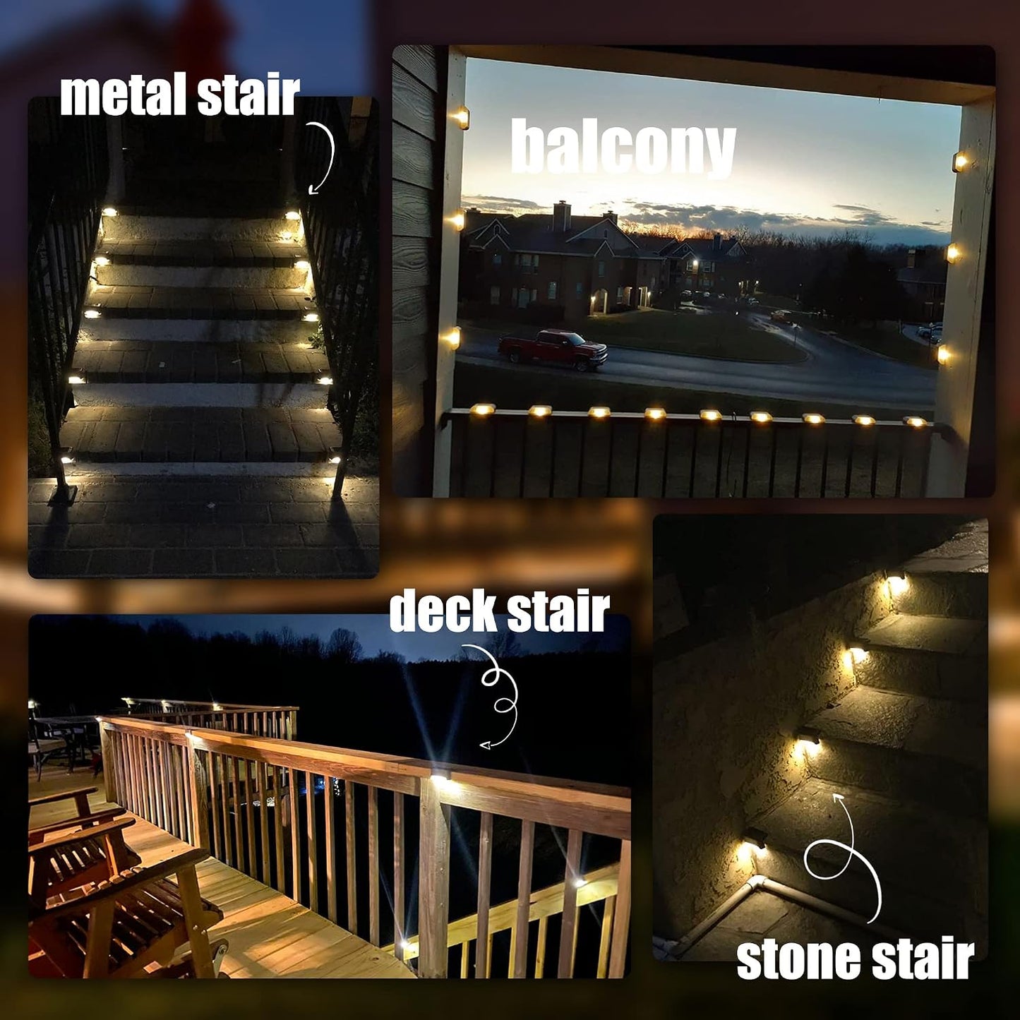 SOLPEX Solar Deck Lights Outdoor 16 Pack,Step Light Waterproof,Warm White