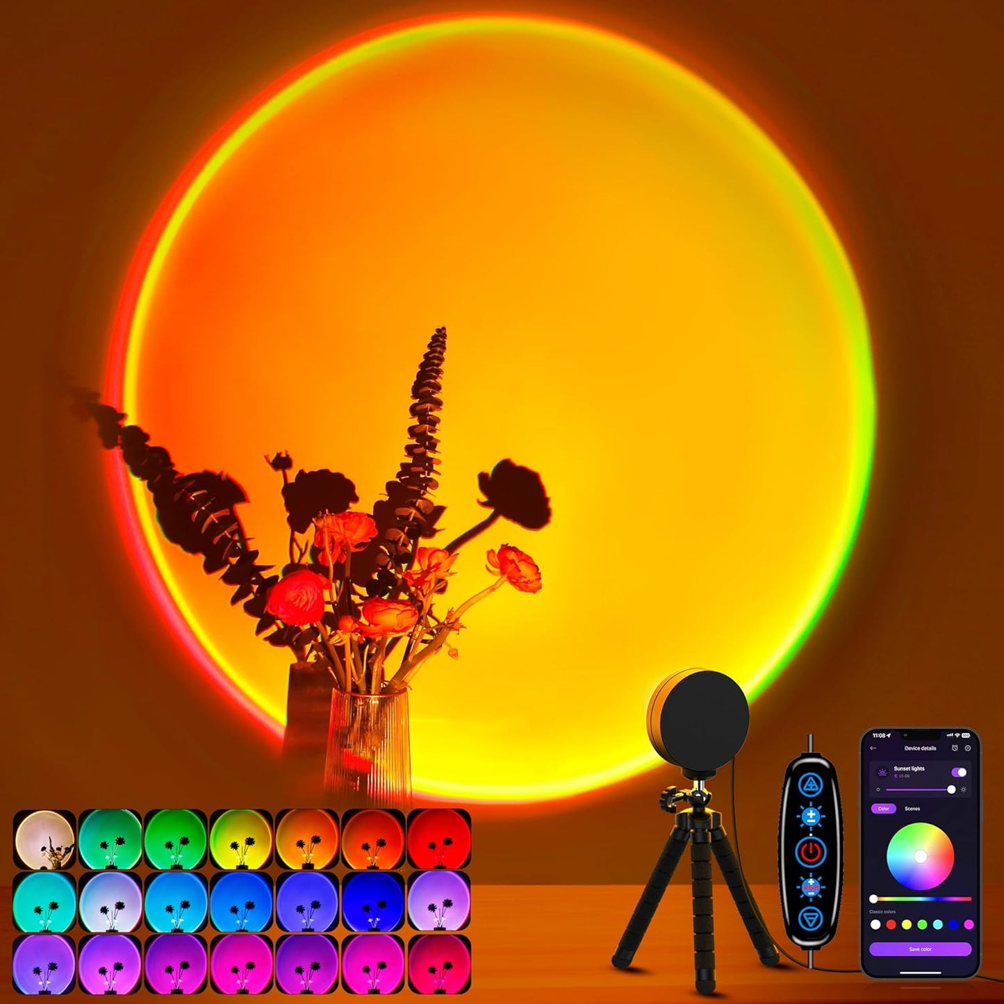 XEBKOR Sunset Lamp Projector Multicolor Changing LED Projection Lamps