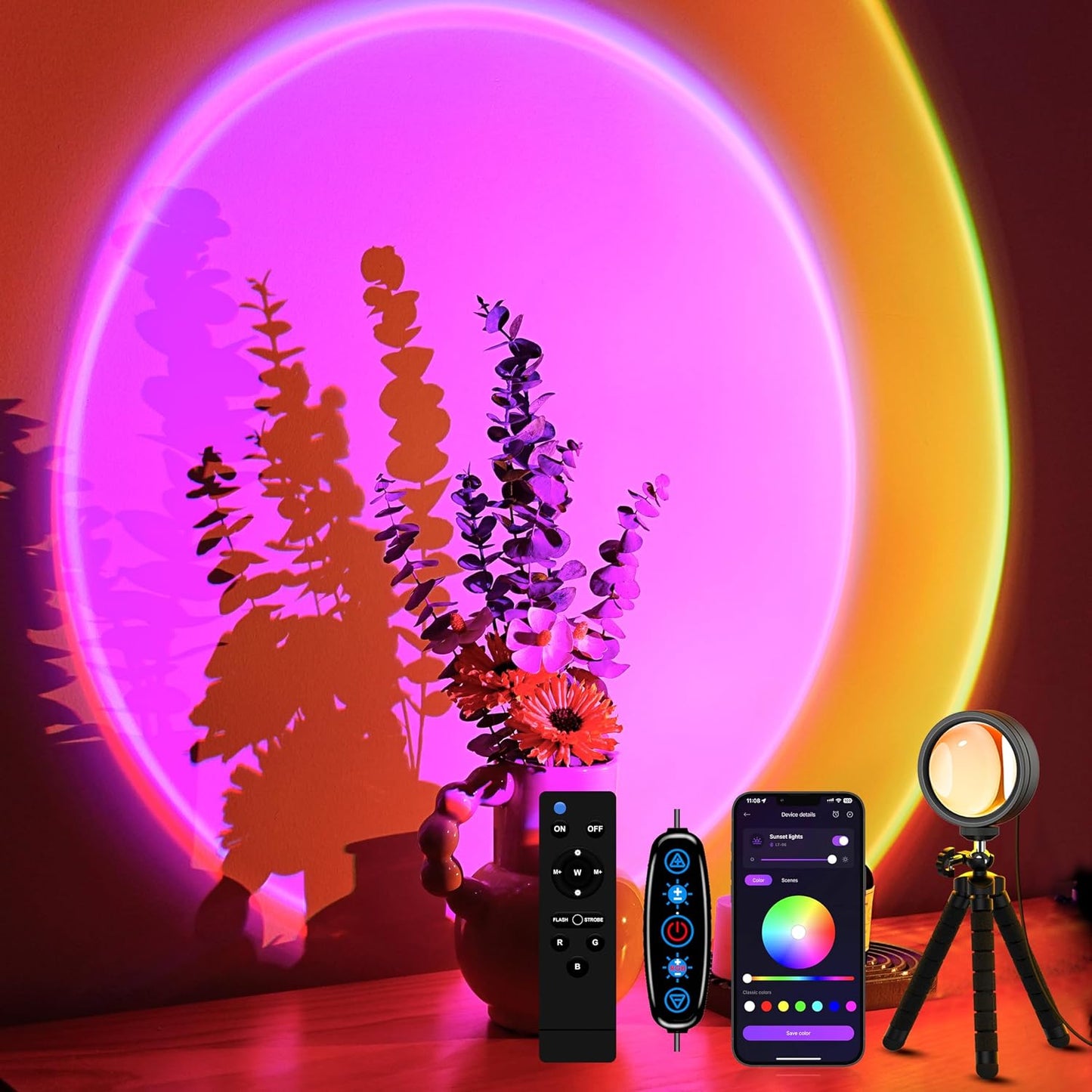 XEBKOR Sunset Lamp Projector Multicolor Changing LED Projection Lamps