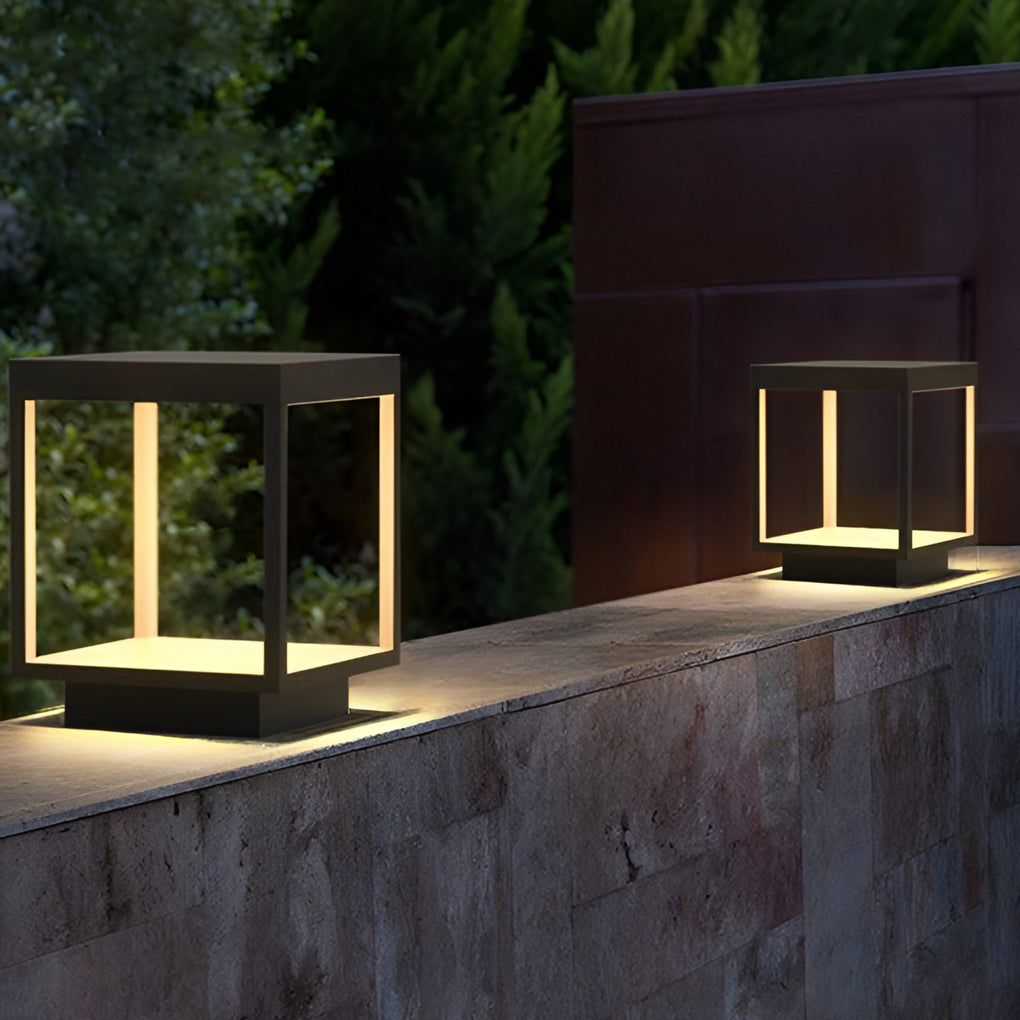 Concrete Pillar Lights Modern Open-Frame Square LED Light