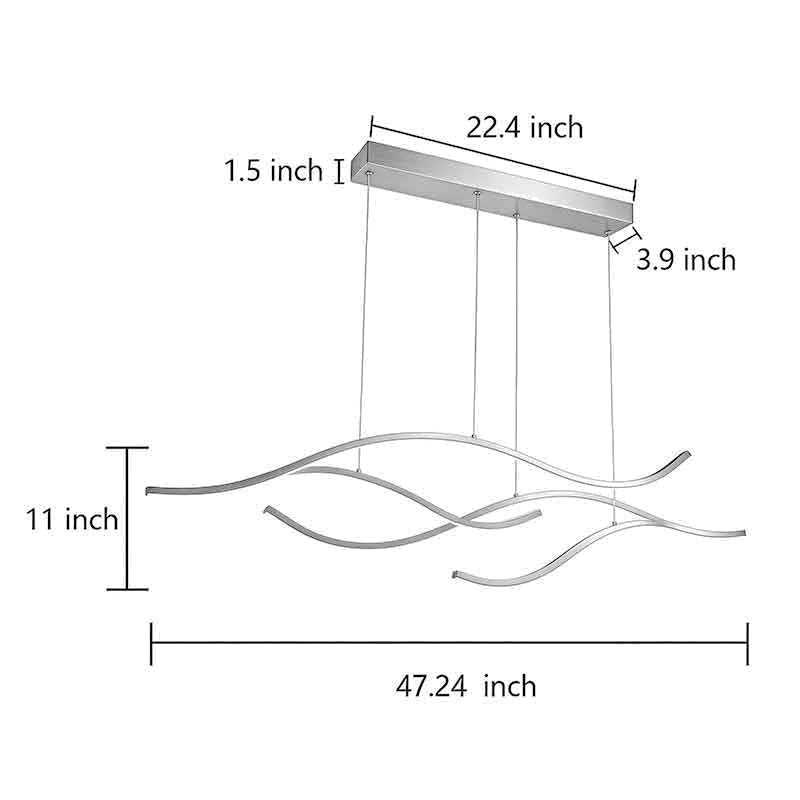 Curved LED Pendant Light Wavy LED Metal Ceiling Light