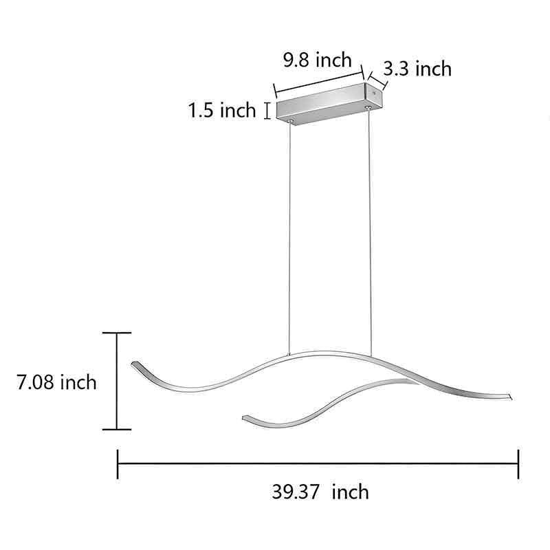 Curved LED Pendant Light Wavy LED Metal Ceiling Light