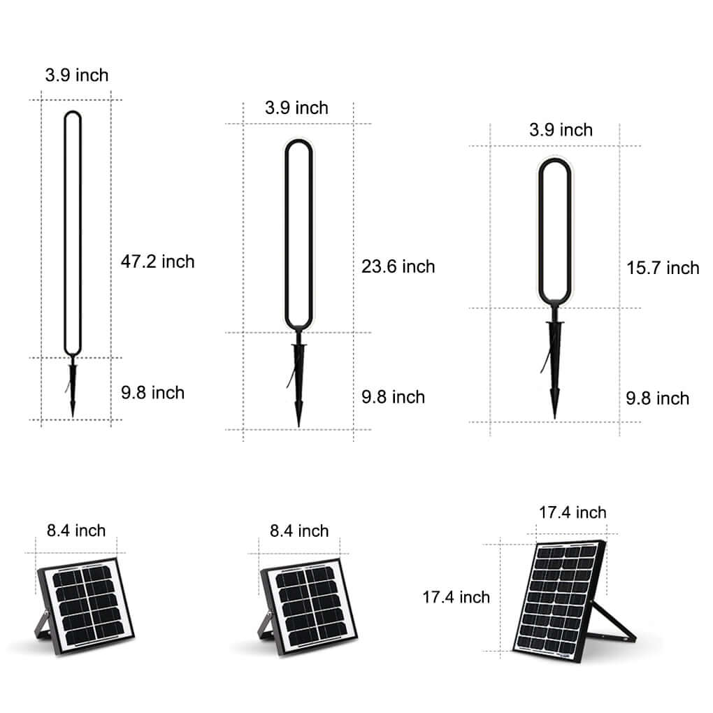 Sleek Black Oval Ring LED Solar Lights Modern Outdoor Minimalist Design