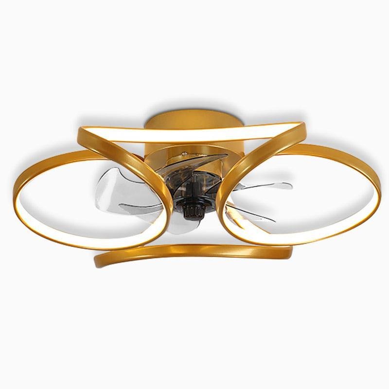 Flower Ceiling Fan with Light Modern LED Recessed Light