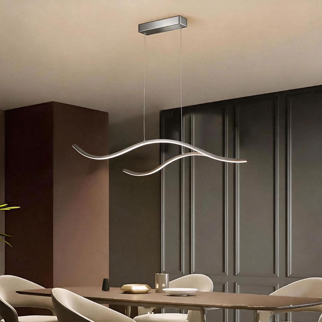 Curved LED Pendant Light Wavy LED Metal Ceiling Light