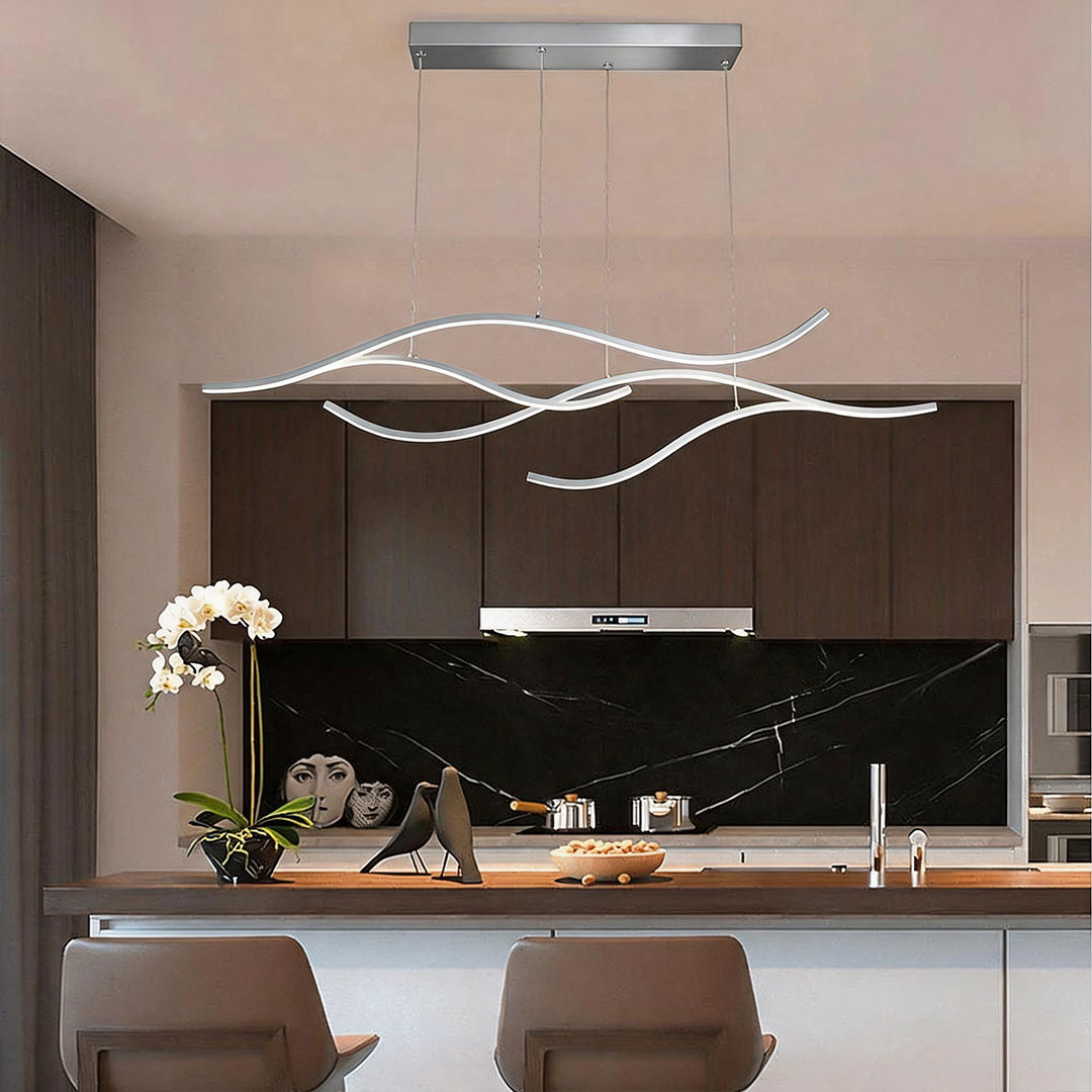 Curved LED Pendant Light Wavy LED Metal Ceiling Light