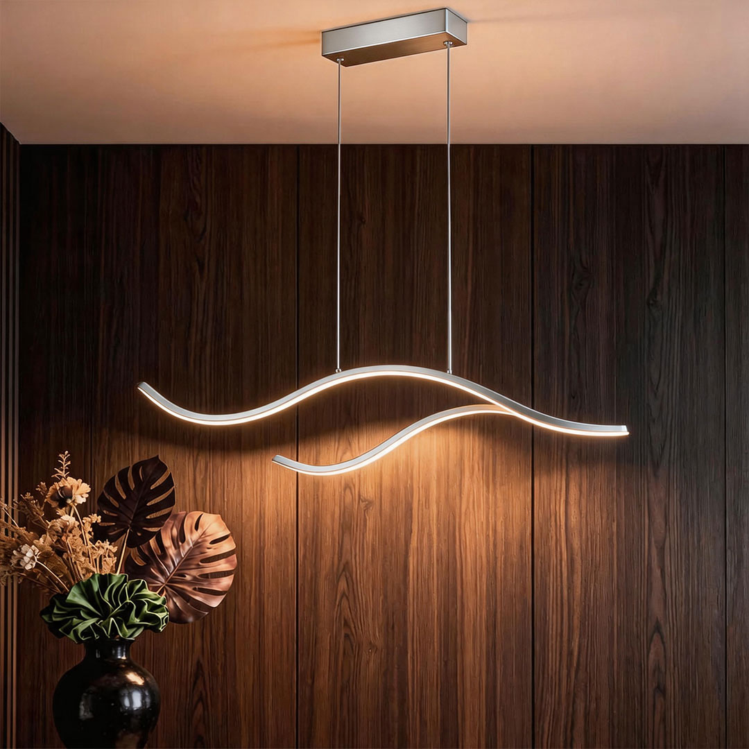 Curved LED Pendant Light Wavy LED Metal Ceiling Light