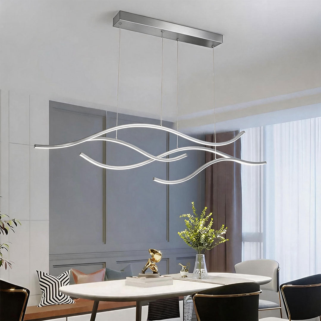 Curved LED Pendant Light Wavy LED Metal Ceiling Light