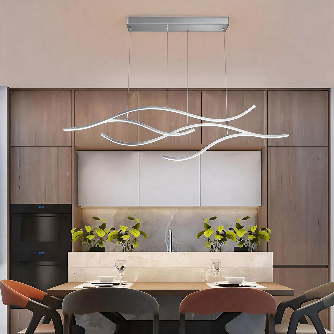 Curved LED Pendant Light Wavy LED Metal Ceiling Light