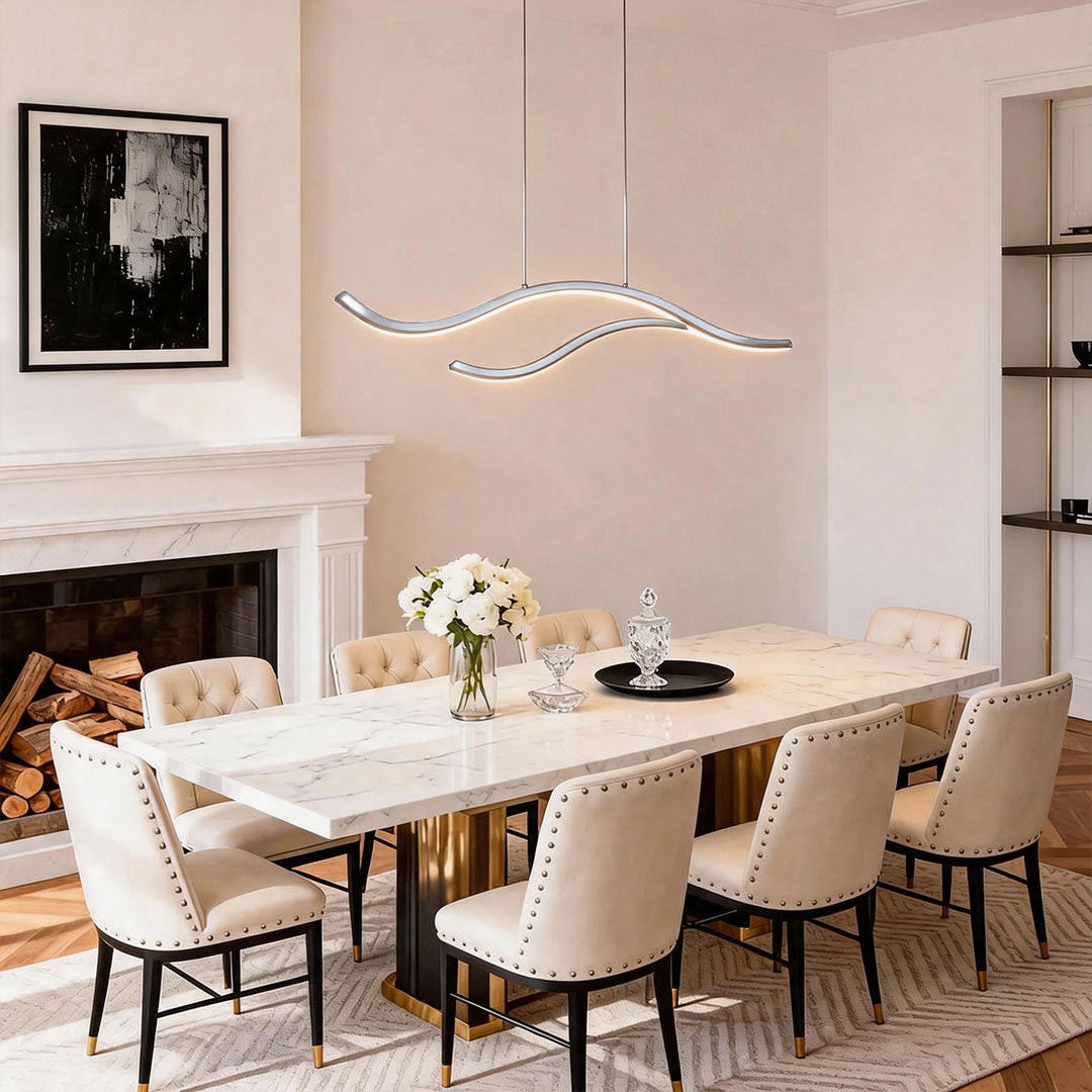 Curved LED Pendant Light Wavy LED Metal Ceiling Light