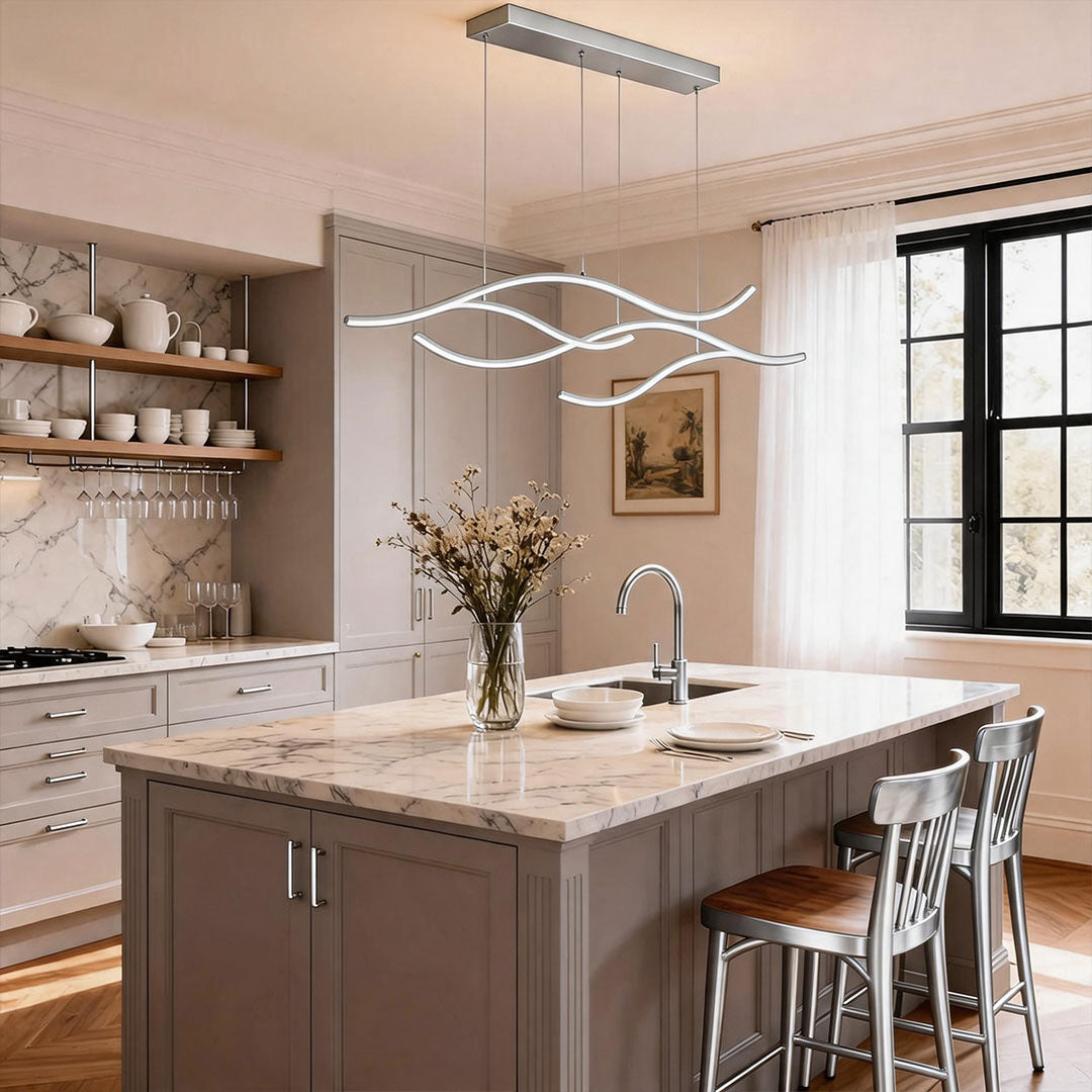 Curved LED Pendant Light Wavy LED Metal Ceiling Light