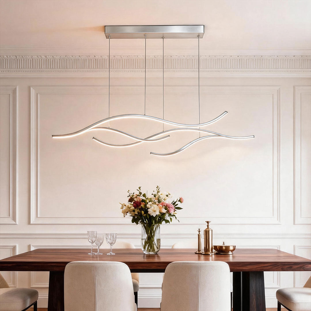 Curved LED Pendant Light Wavy LED Metal Ceiling Light