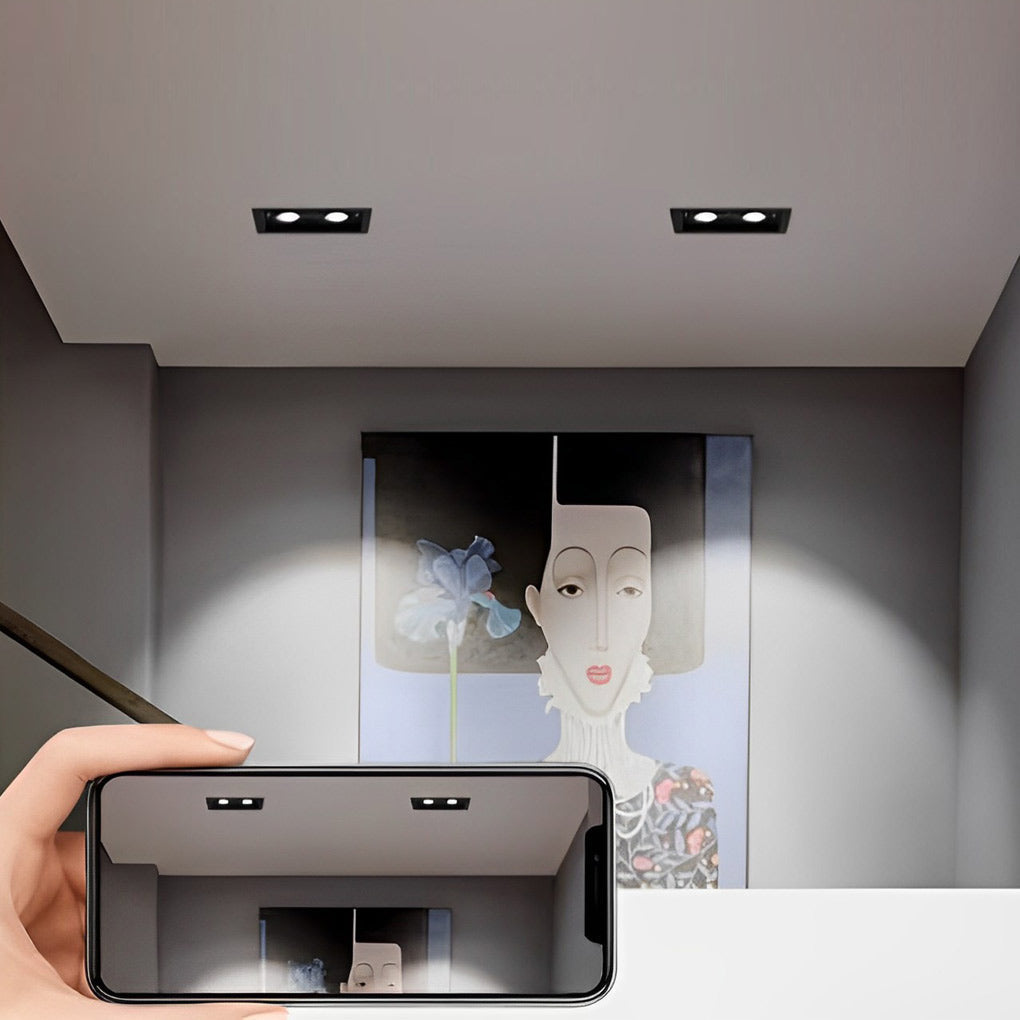 Ceiling Twin Light Rectangular Adjustable Recessed Spotlight