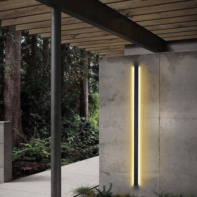 Long Black Outdoor Lights Modern LED Linear Wall Light