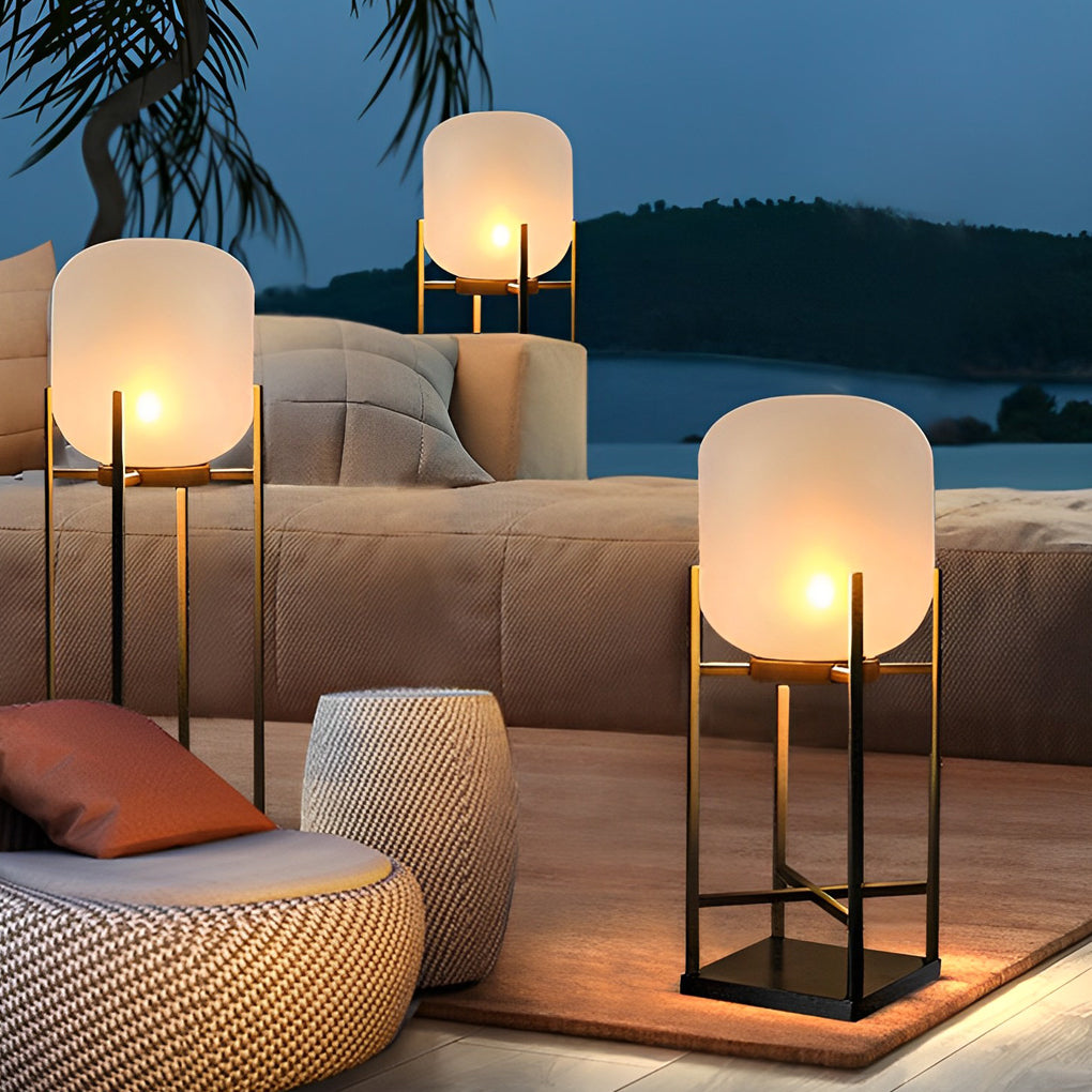 Outdoor Standing Light Lantern LED Metal Floor Lamp