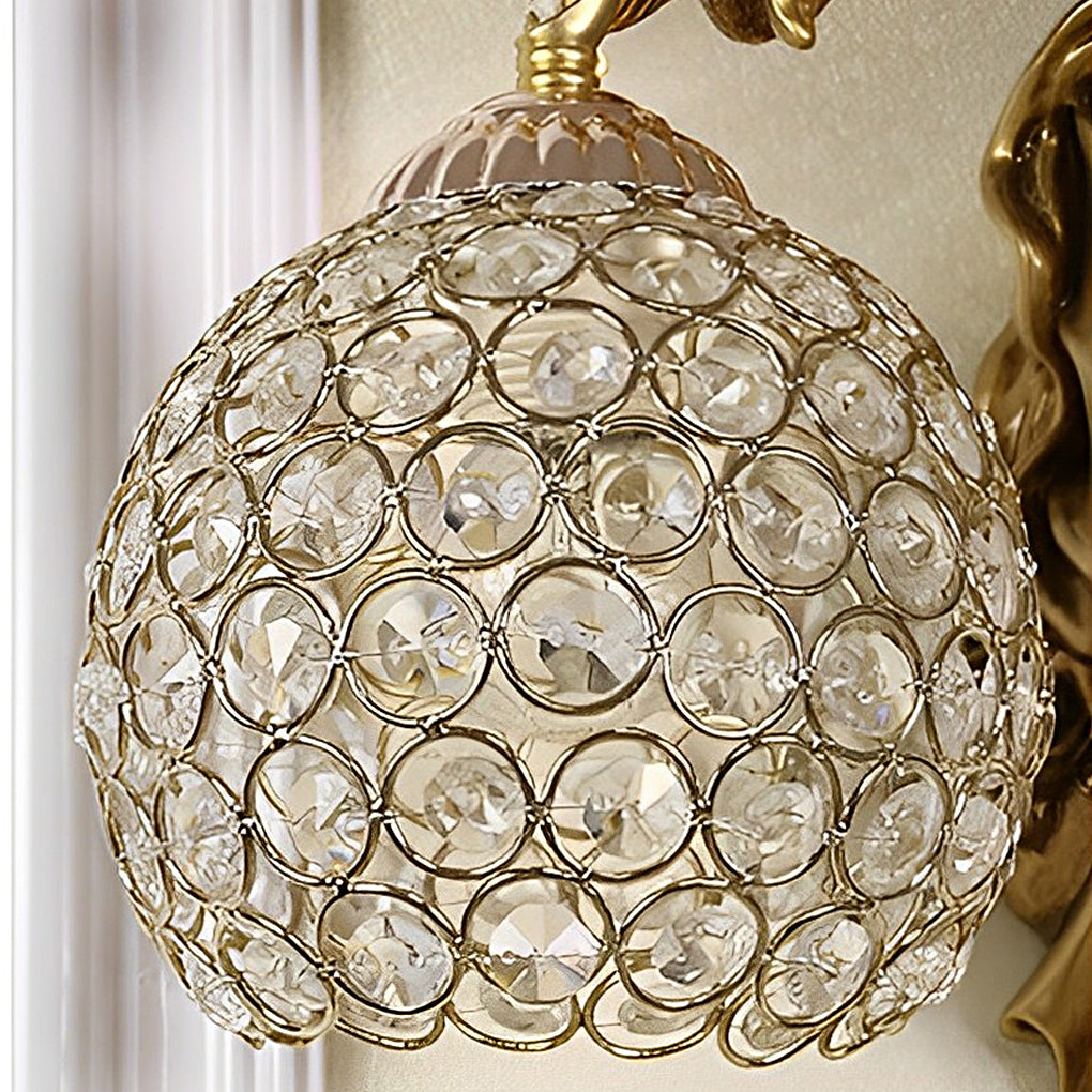 Angel Wall Sconce European Retro Resin Creative Crystal Ball Wall Lamp