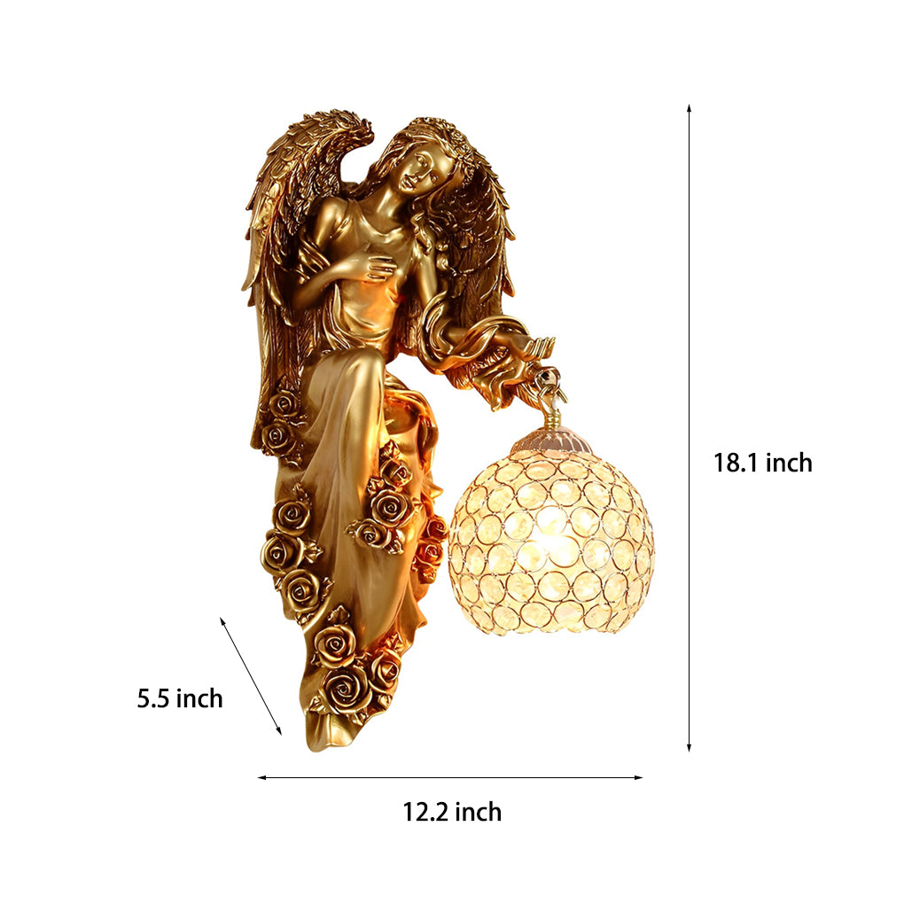 Angel Wall Sconce European Retro Resin Creative Crystal Ball Wall Lamp