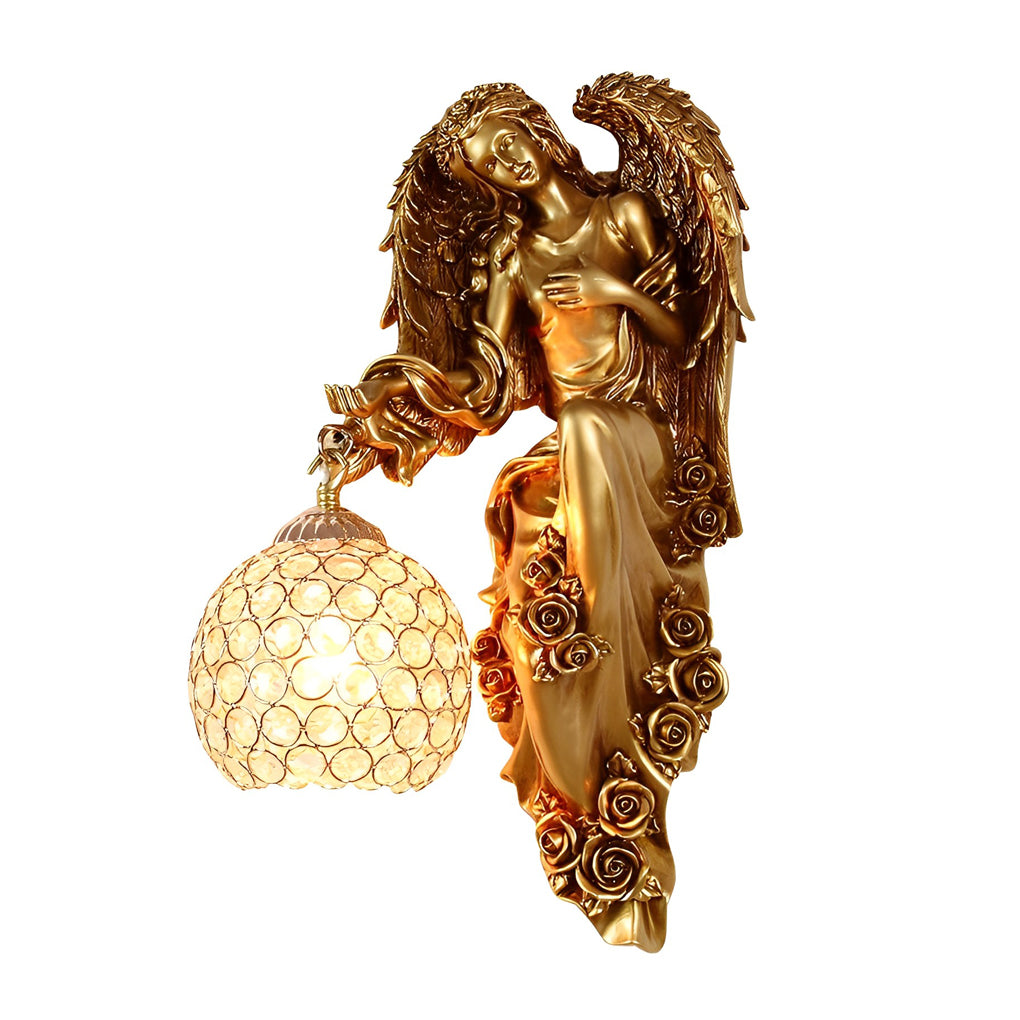 Angel Wall Sconce European Retro Resin Creative Crystal Ball Wall Lamp