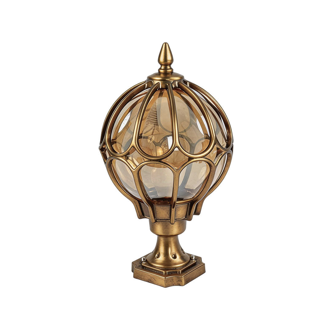 Outdoor Globe Pillar Lights Retro Glass Globe Copper Fence Post Light
