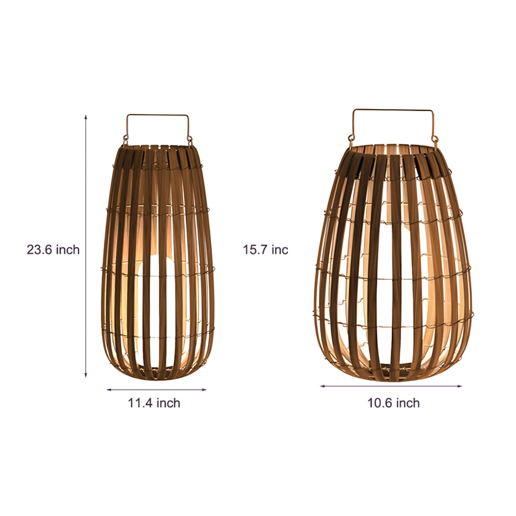 Bamboo Outdoor Lanterns Woven Portable LED Waterproof Light