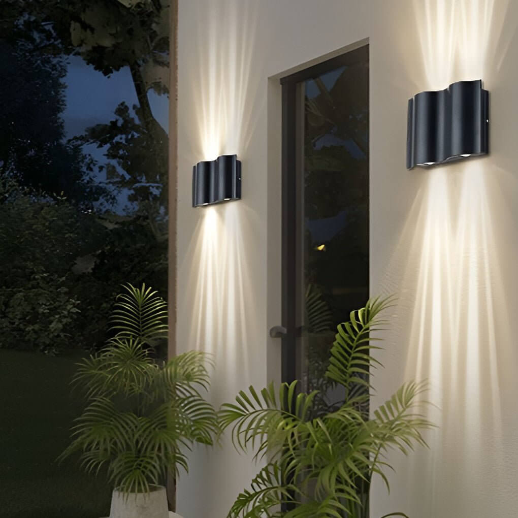 Beam Wall Light Wavy Aluminum Outdoor LED Up-Down Light