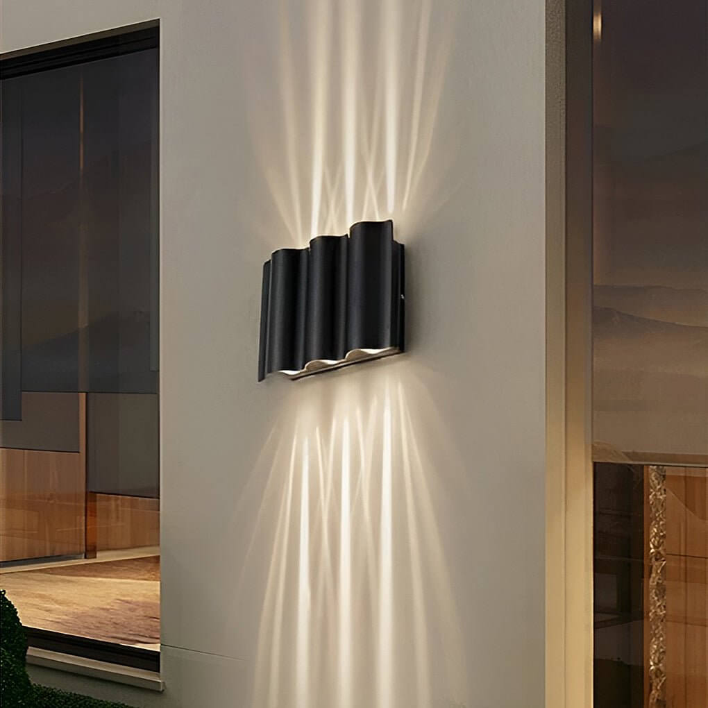 Beam Wall Light Wavy Aluminum Outdoor LED Up-Down Light
