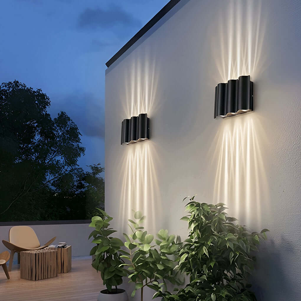 Beam Wall Light Wavy Aluminum Outdoor LED Up-Down Light